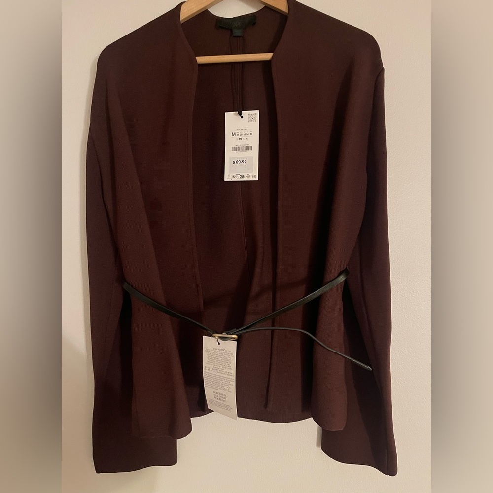 Zara Elegant Brown Knitted Women's Jacket - Picture 5 of 10